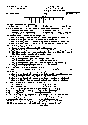 Đề kiểm tra học kì I môn Công nghệ Lớp 10 - Mã đề 485 - Trường THPT Lê Lợi